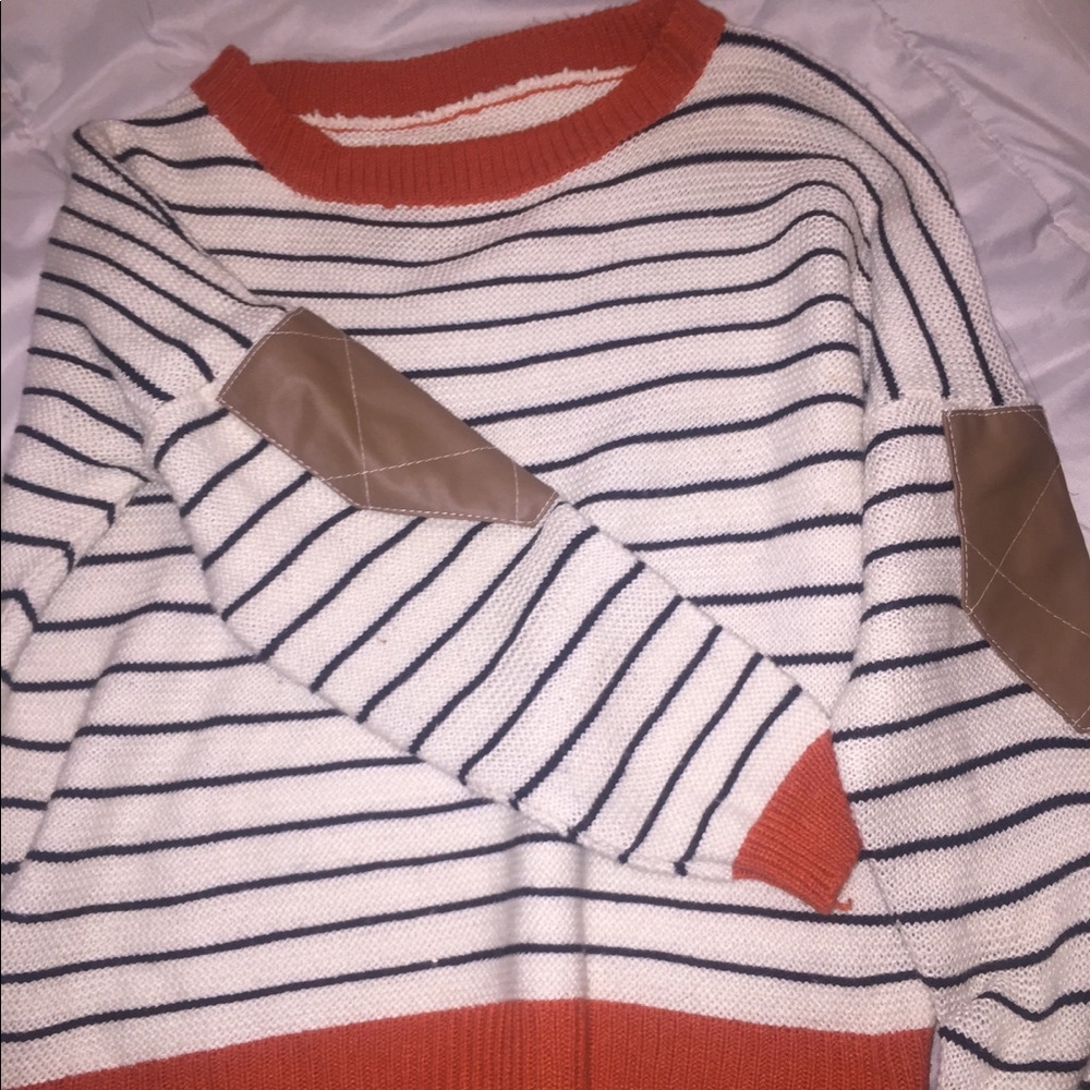 Striped Sweater with Elbow Pads